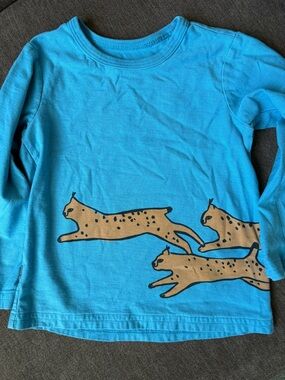 Tea Collection Turquoise Long-Sleeve Tee with Running Cheetah Print